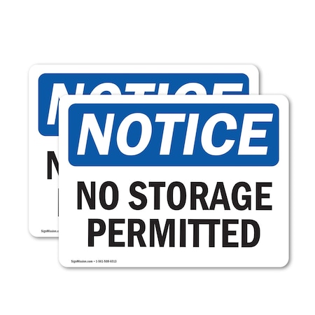 Signmission No Storage Permitted, 7 in W x Rectangle, Vinyl Decal OS-2PACK-NS-D-57-L-14868